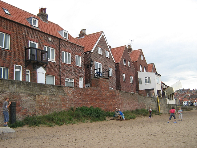 Red-Brick houses on the harbour wall in Whitby